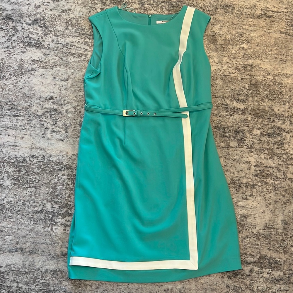 Teal sleeveless dress, size 14W